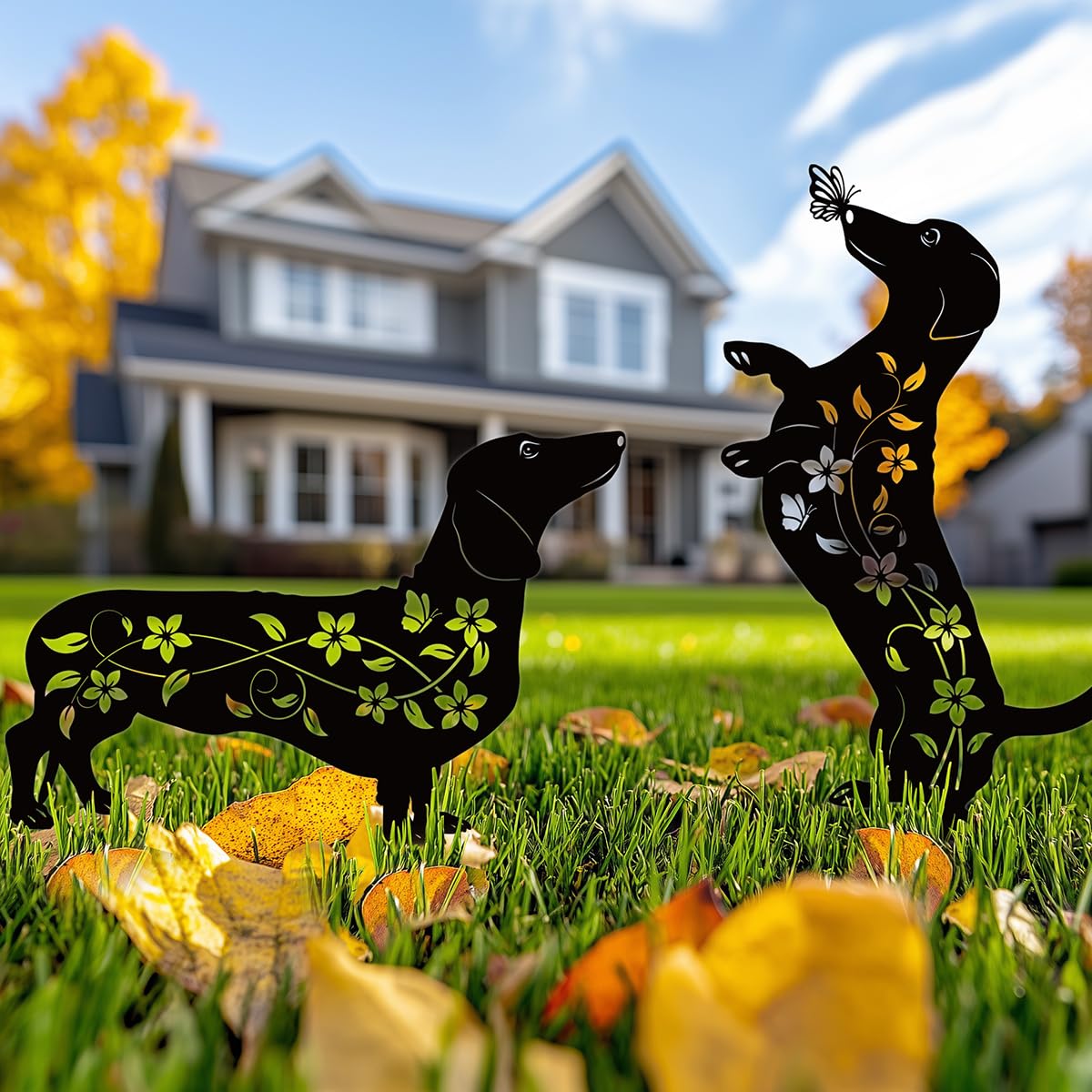 Doesen patio and lawn dog decor enhances porches and garden edges with charm.