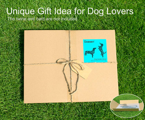 Doesen rust-proof dachshund decor stands out as a durable yard art piece.