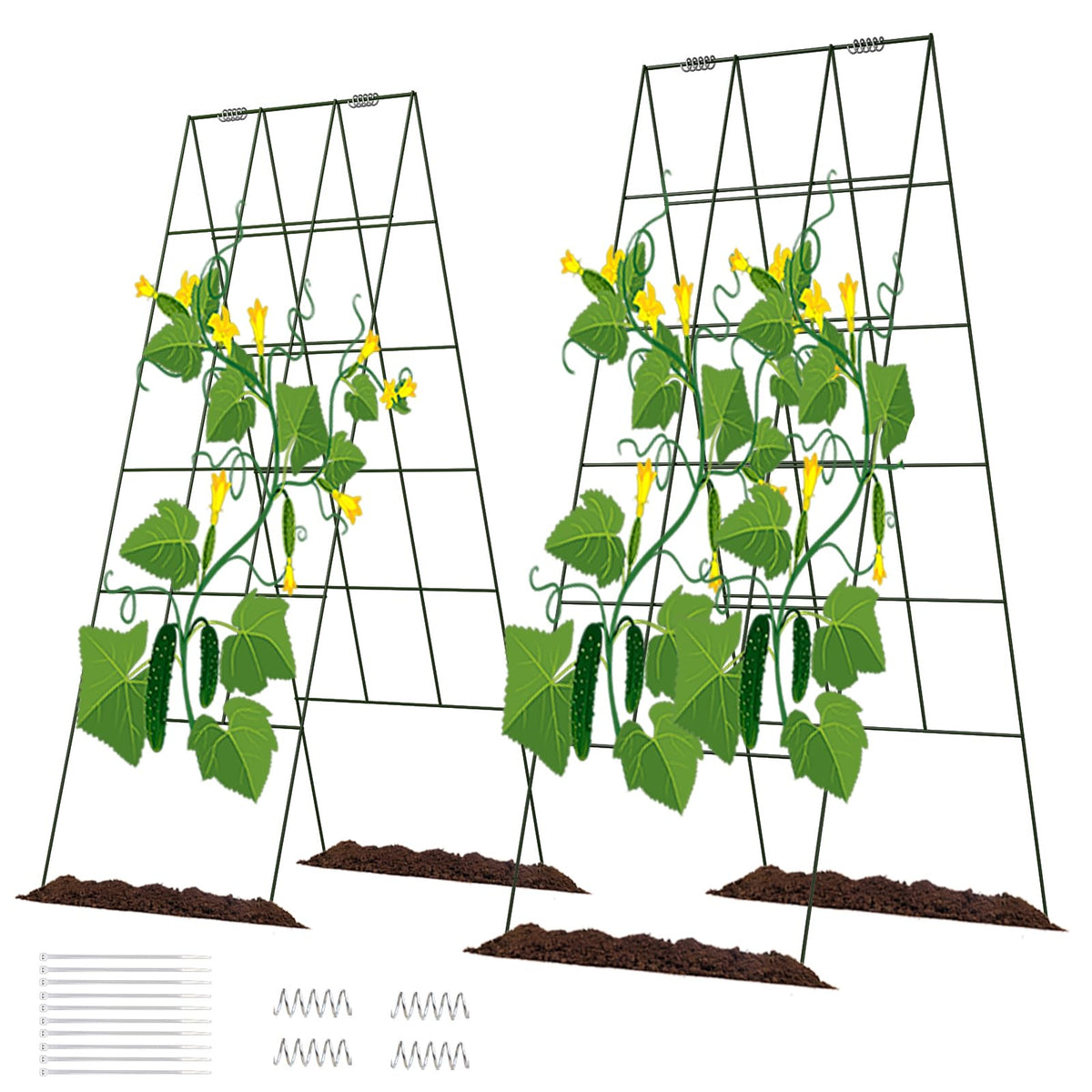 DOEWORKS cucumber trellis 48-inch A-frame supports climbing plants for tidy growth