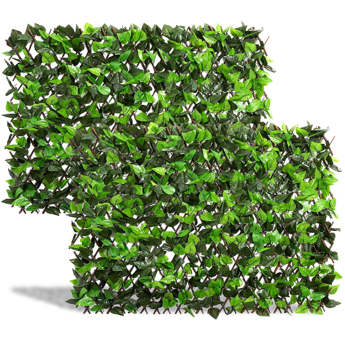 Doeworks expandable fence privacy screen on balcony with ivy leaves for instant privacy