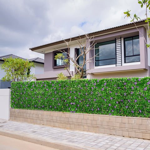 DOEWORKS faux ivy fence in backyard for greenery wall and shade