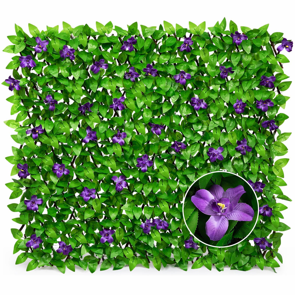 DOEWORKS faux ivy fence panel close-up showing lush leaves for instant privacy