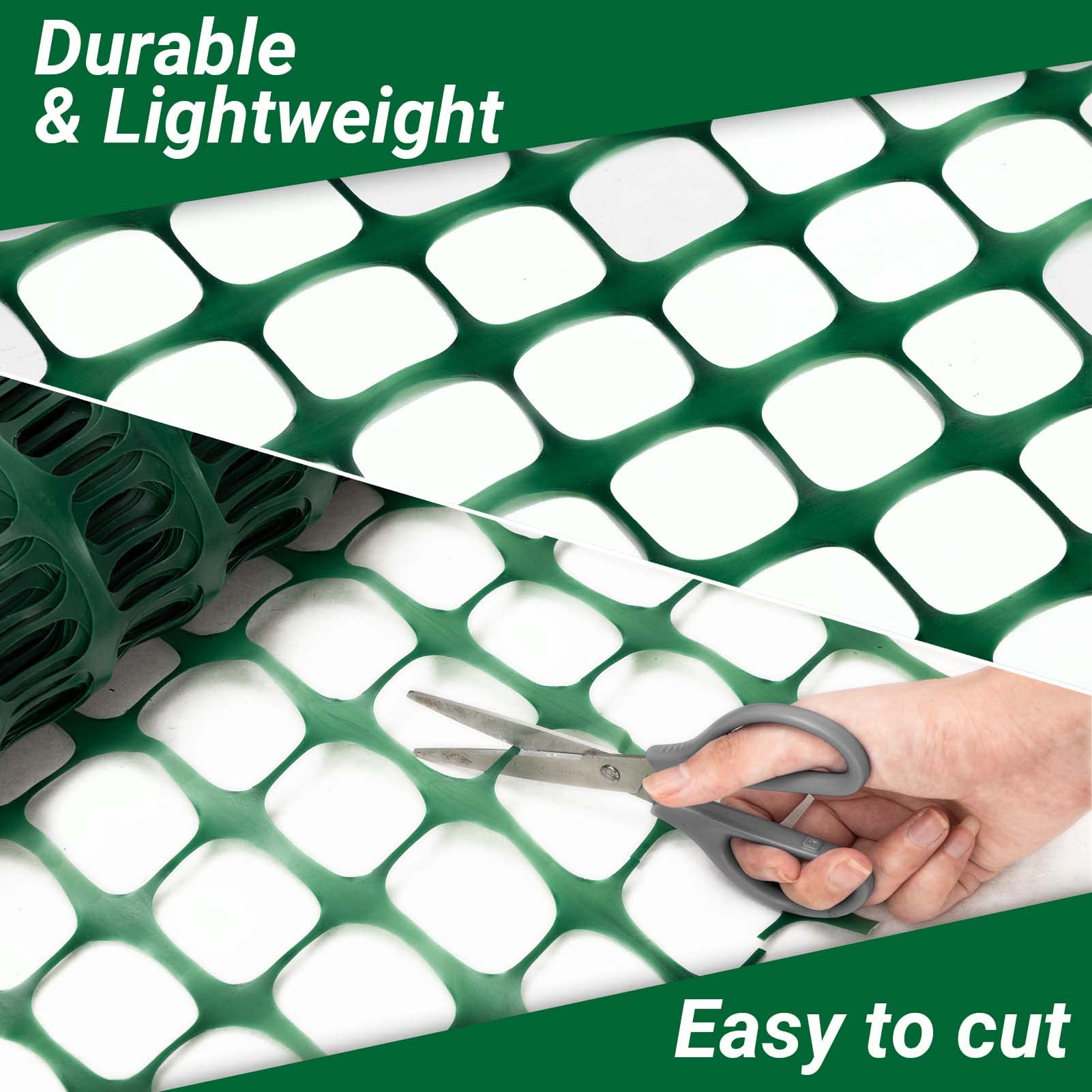 DOEWORKS garden mesh fence in green protects beds easily.