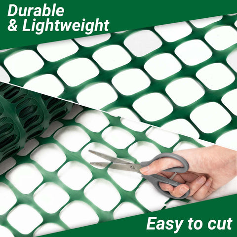 DOEWORKS garden mesh fence in green protects beds easily.