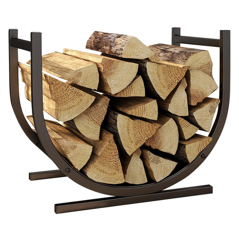 DOEWORKS indoor firewood rack front view shows large storage for days of wood
