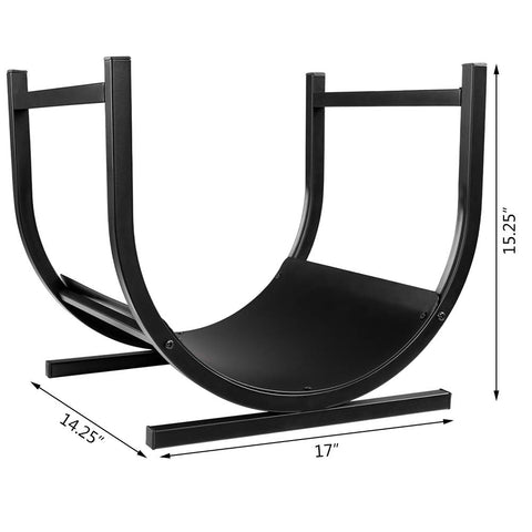 DOEWORKS indoor firewood rack side view highlights sturdy steel with powder coating