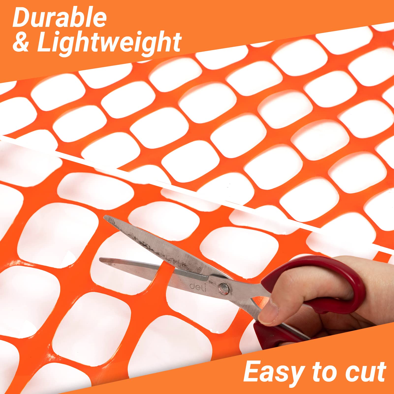 DOEWORKS orange barrier protects gardens and pets with a visible, flexible barrier.