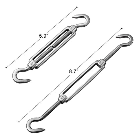 DOEWORKS shade sail hardware kit turnbuckle detail showing adjustable tension