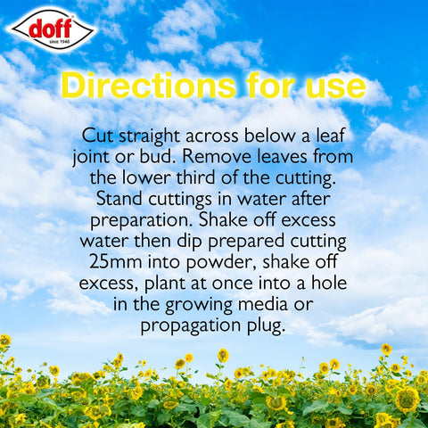 Doff Hormone Rooting Powder supports healthy root development in cuttings
