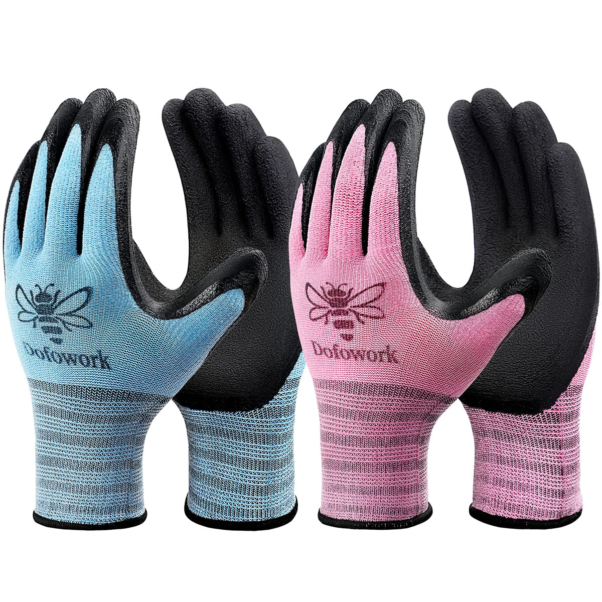 DOFOWORK gardening gloves blue-pink pack protecting hands during planting and weeding