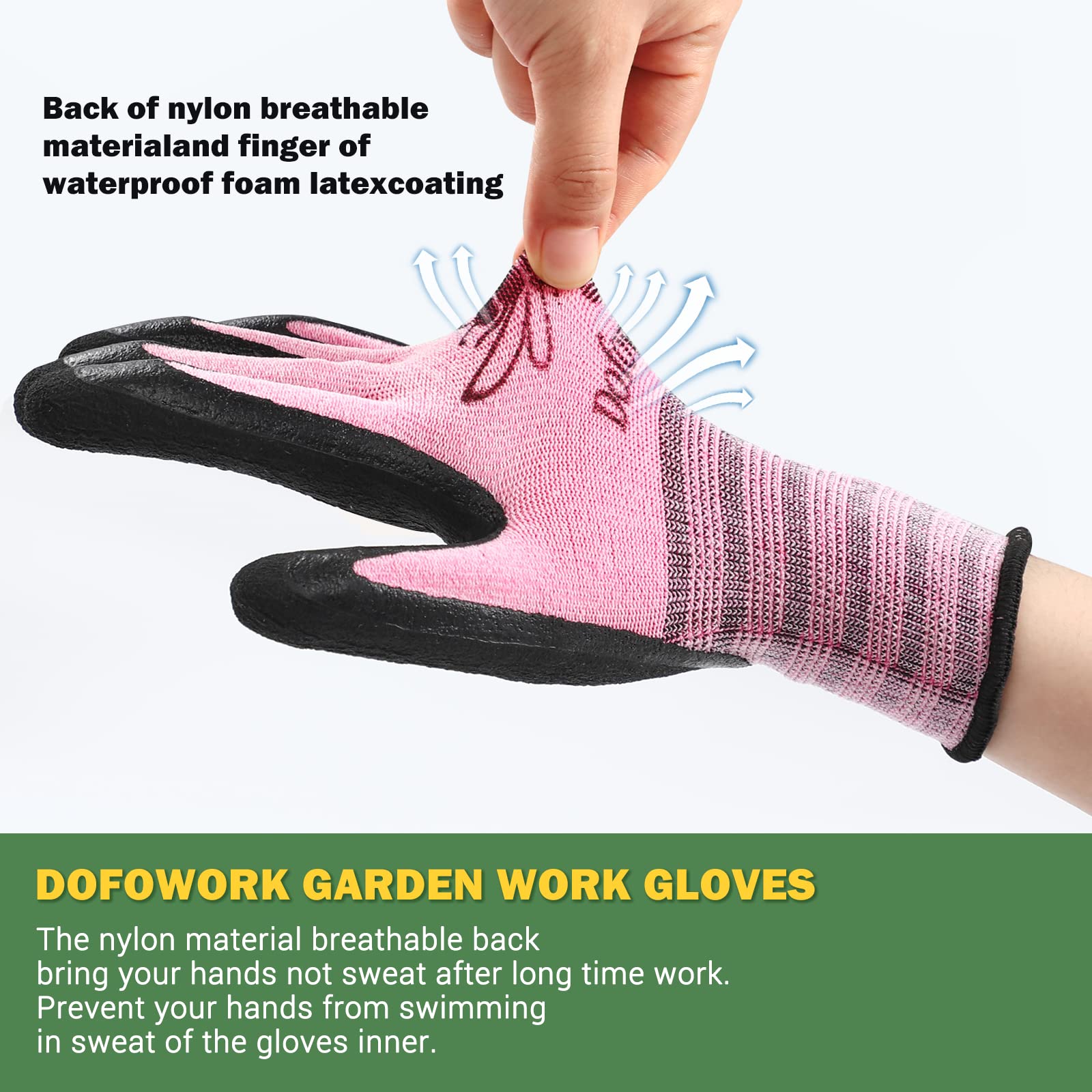 DOFOWORK palm-coated gloves offering a strong grip in damp conditions