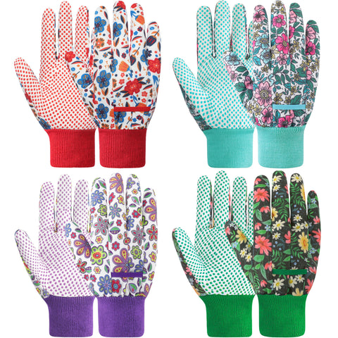 DOFOWORK gardening gloves with floral pattern pack for flexible gardening tasks.