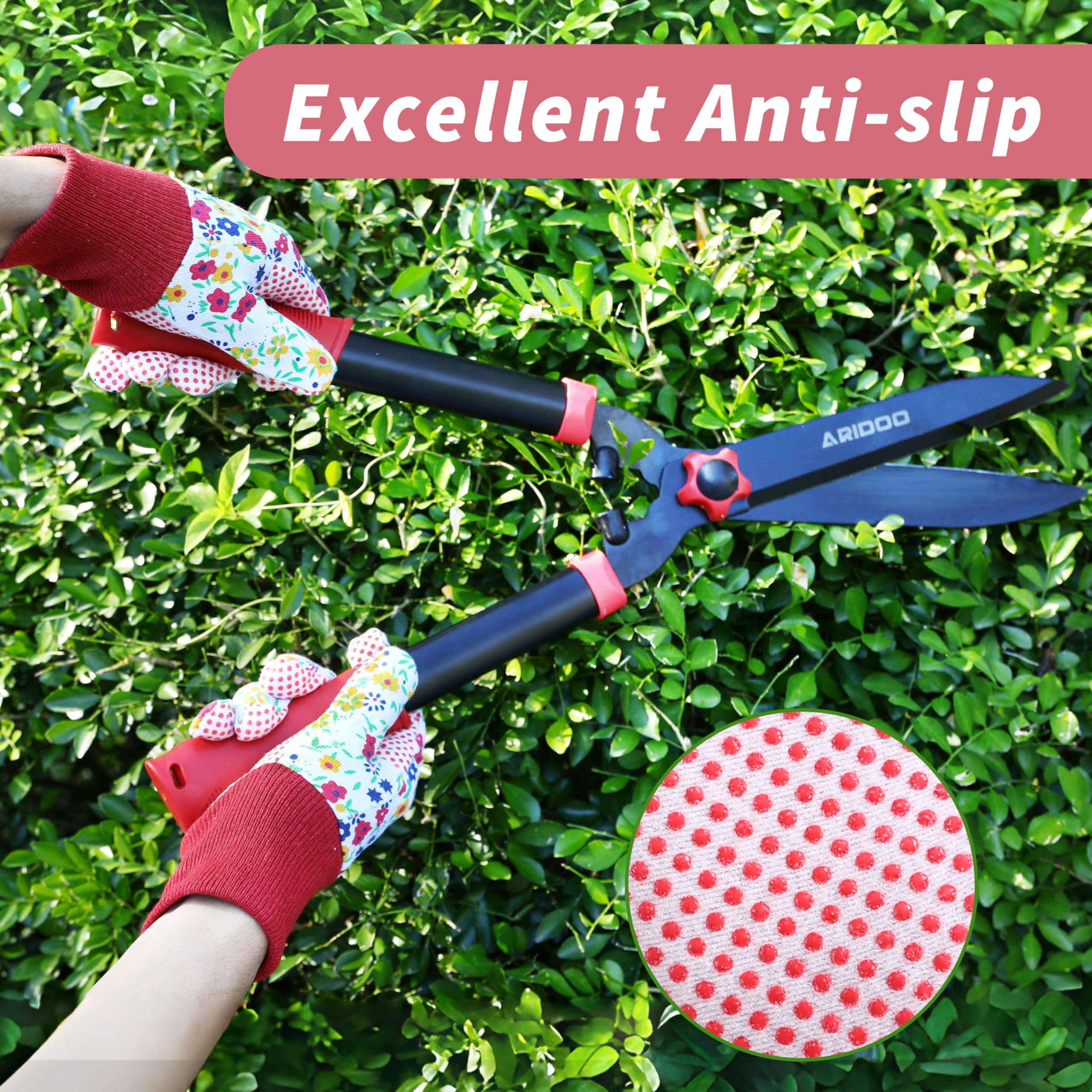 DOFOWORK non-slip PVC dots provide grip for precise pruning and weeding.