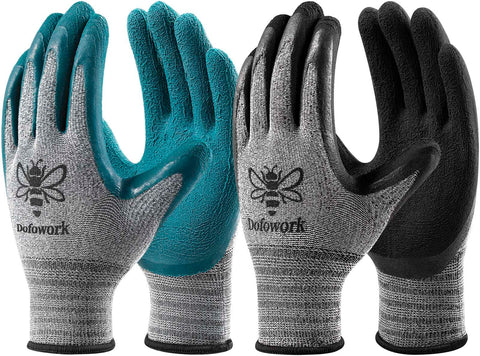 DOFOWORK gardening gloves front-pack view showing six-pair set for versatile yard tasks