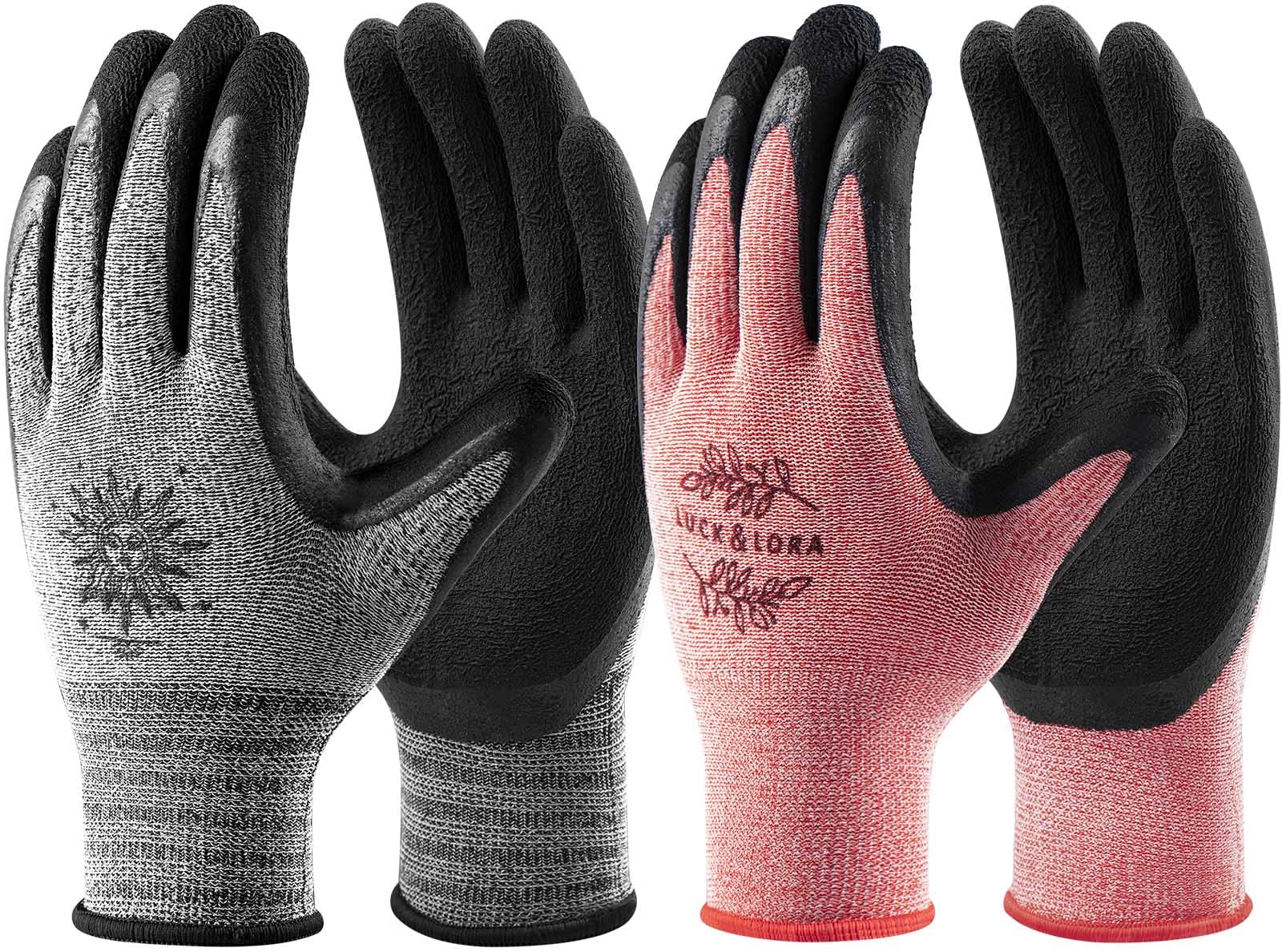 DOFOWORK gardening gloves pack with six red and grey gloves for versatile use