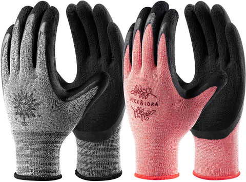 DOFOWORK gardening gloves pack with six red and grey gloves for versatile use