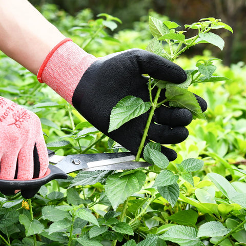 DOFOWORK gardening gloves red and grey for breathable comfort and visibility