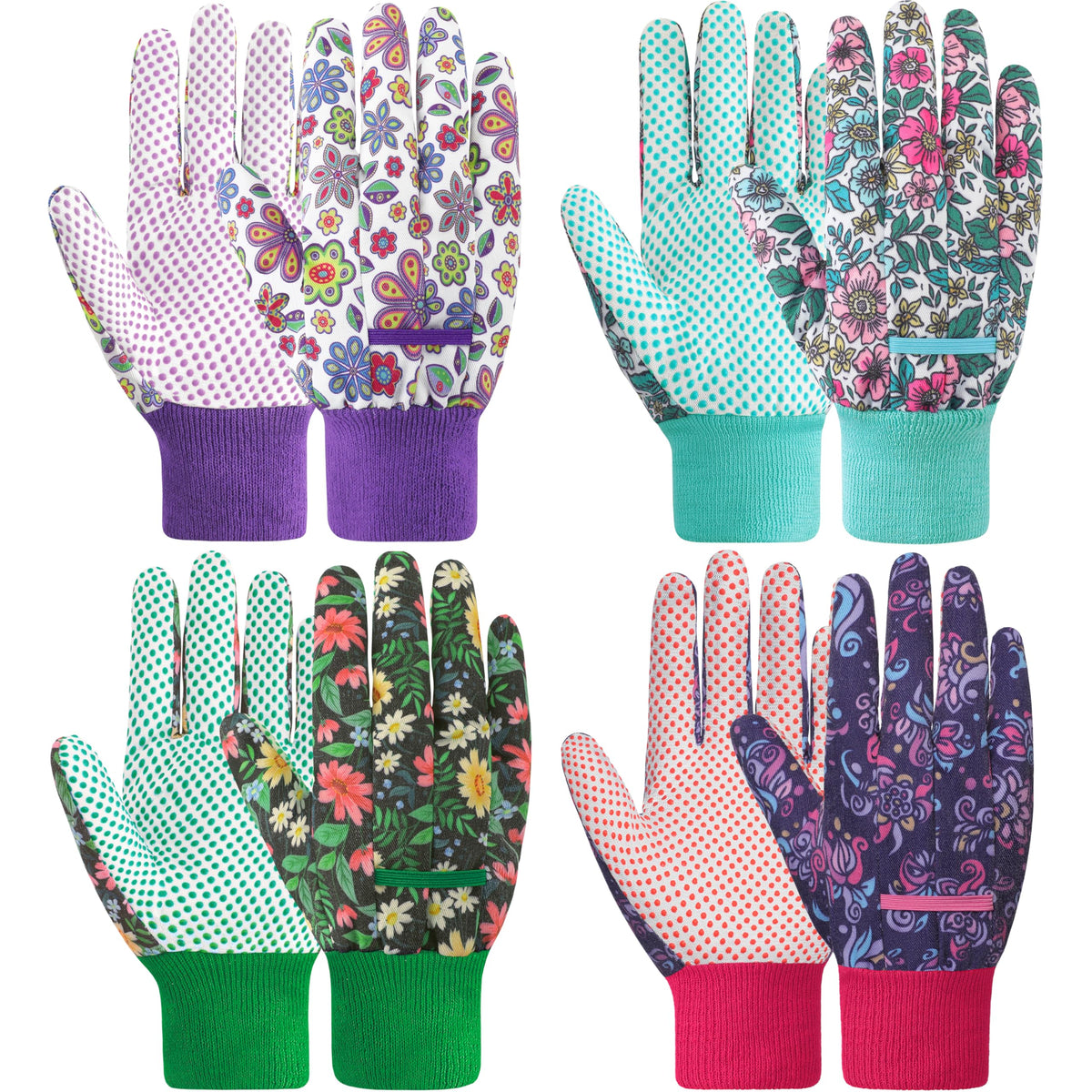 DOFOWORK gardening gloves floral pack four pairs for versatile planting
