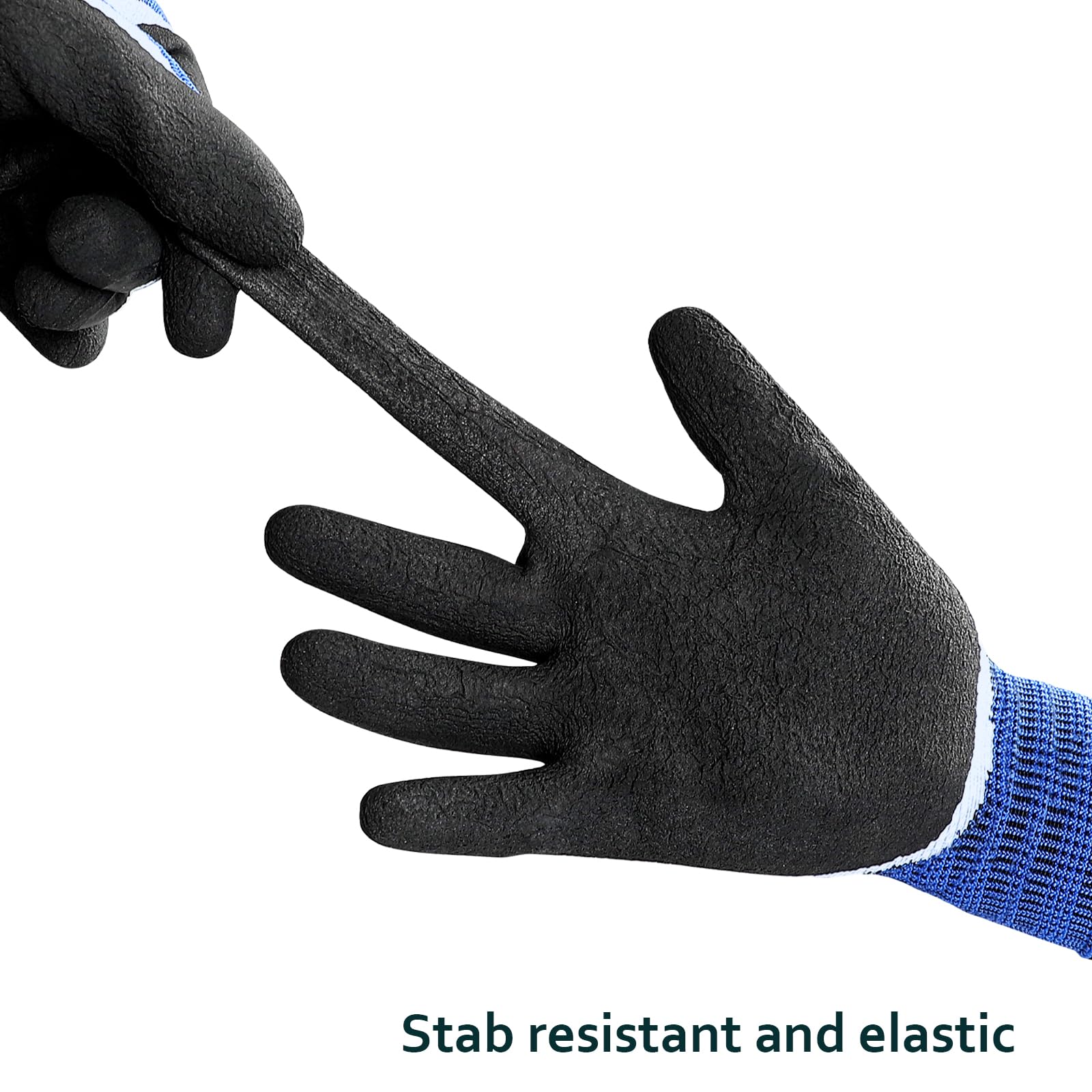 Durable latex coating on palm and fingers enhances grip and wear resistance