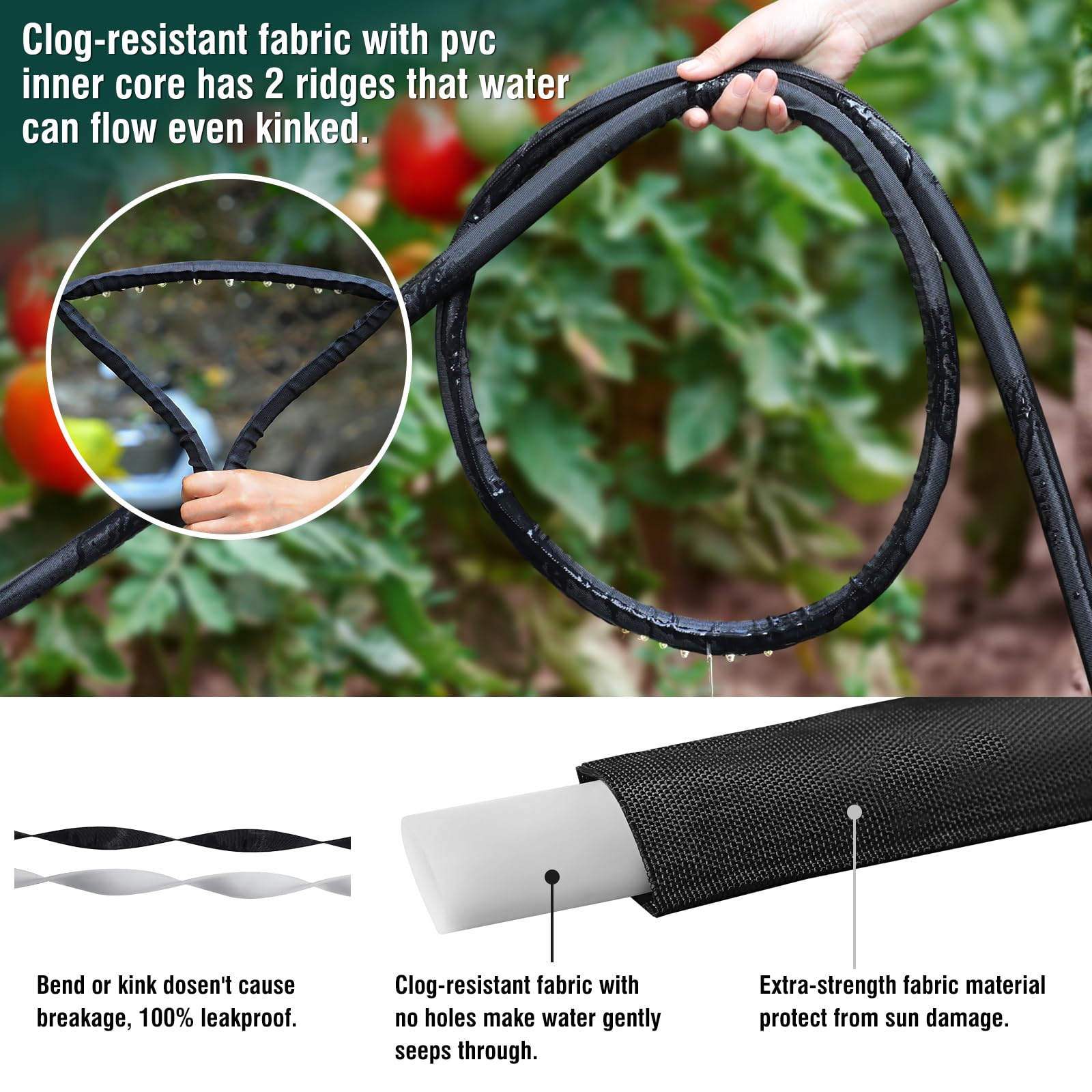 Durable DOFOWORK flat soaker hose enduring sun and foot traffic outdoors