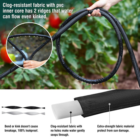 Durable DOFOWORK flat soaker hose enduring sun and foot traffic outdoors