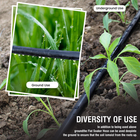 Promotes water savings with DOFOWORK flat soaker hose and efficient seepage