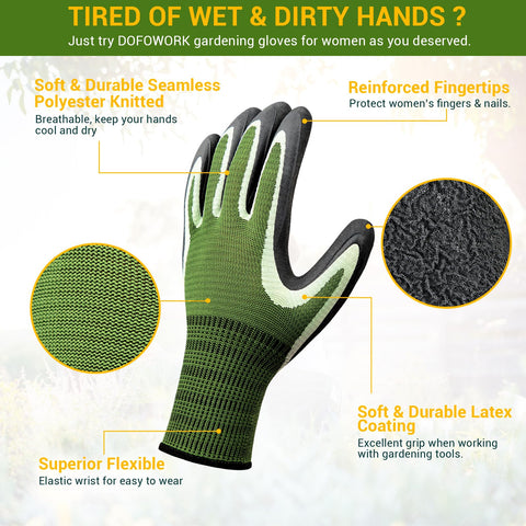 DOFOWORK women’s gloves in stretch-knit blue-green for flexible, precise tasks
