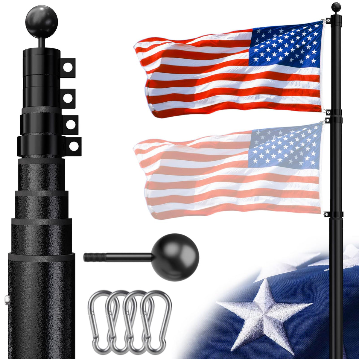 Dogetgd heavy-duty 20ft flag pole ready for outdoor display in sunny weather
