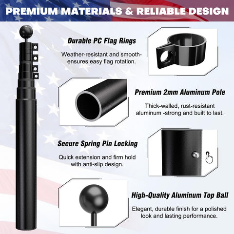 Dogetgd telescoping flag pole with quick-lock enables swift solo setup