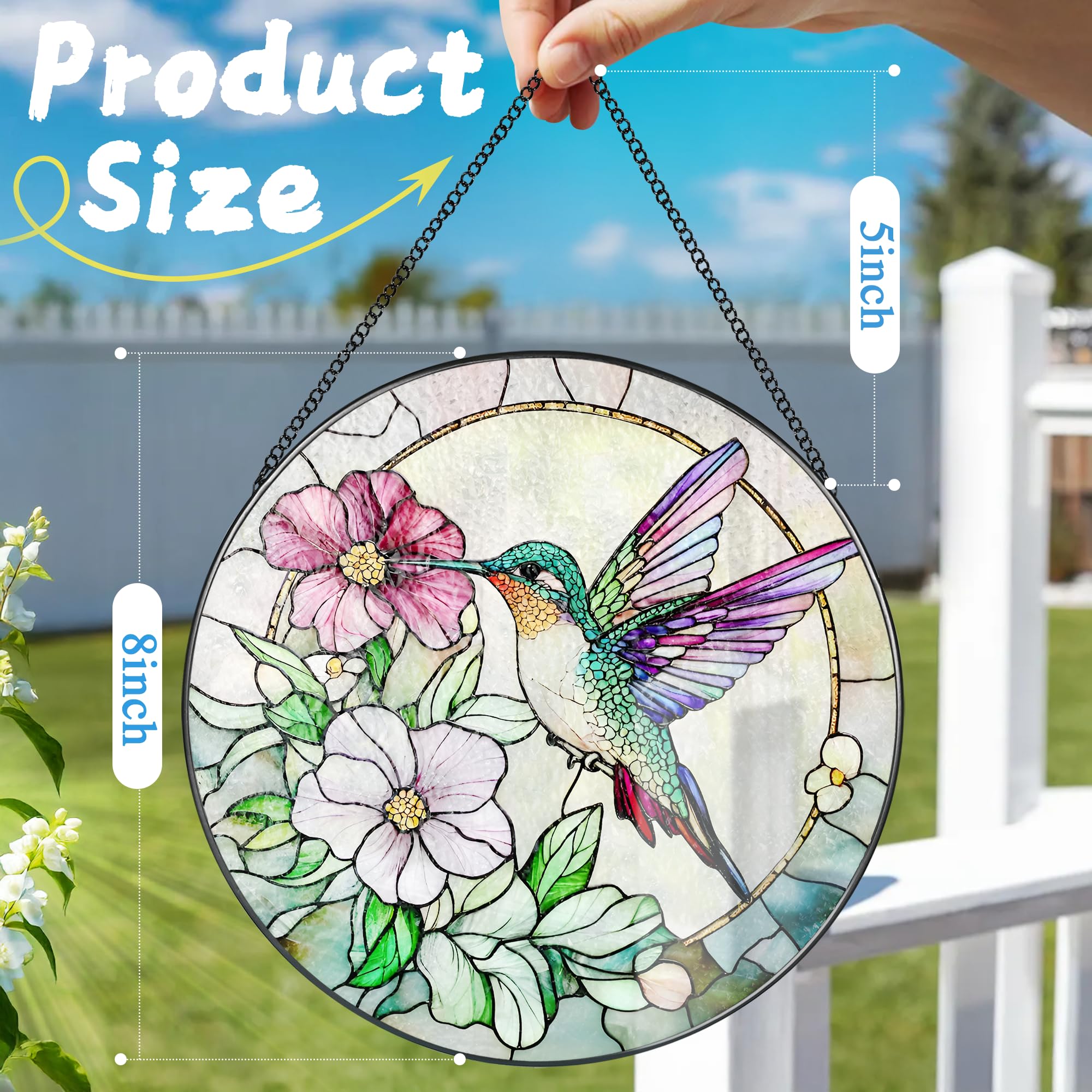 DOUHASU hummingbird suncatcher sturdy 8-inch decor suitable for windows, walls, or porches.