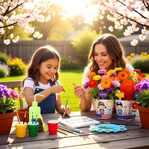 Doiaz kit features painted pots and brushes for easy, hands-on gardening art.