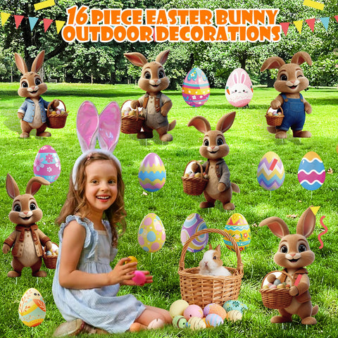 DOICAH bunny eggs yard signs with stakes brighten lawns