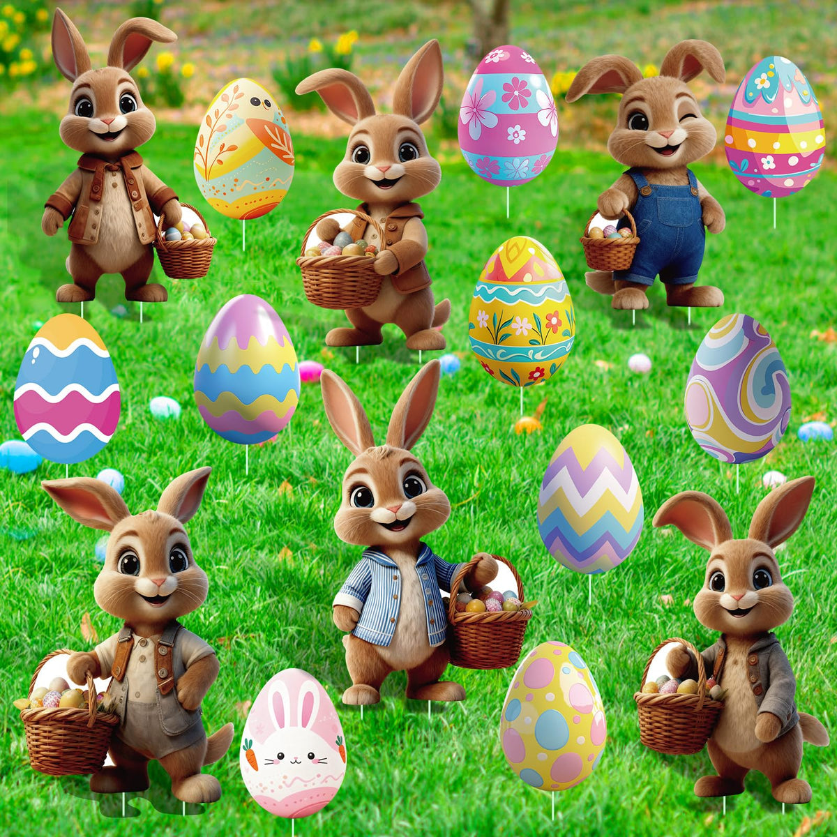 DOICAH Easter bunny yard sign for outdoor garden display