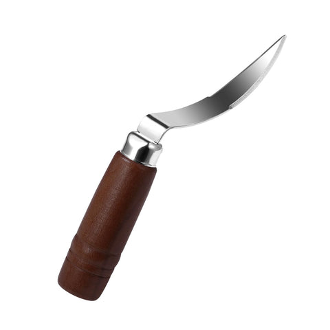 DOITOOL coconut meat removal tool with wooden handle for easy grip.