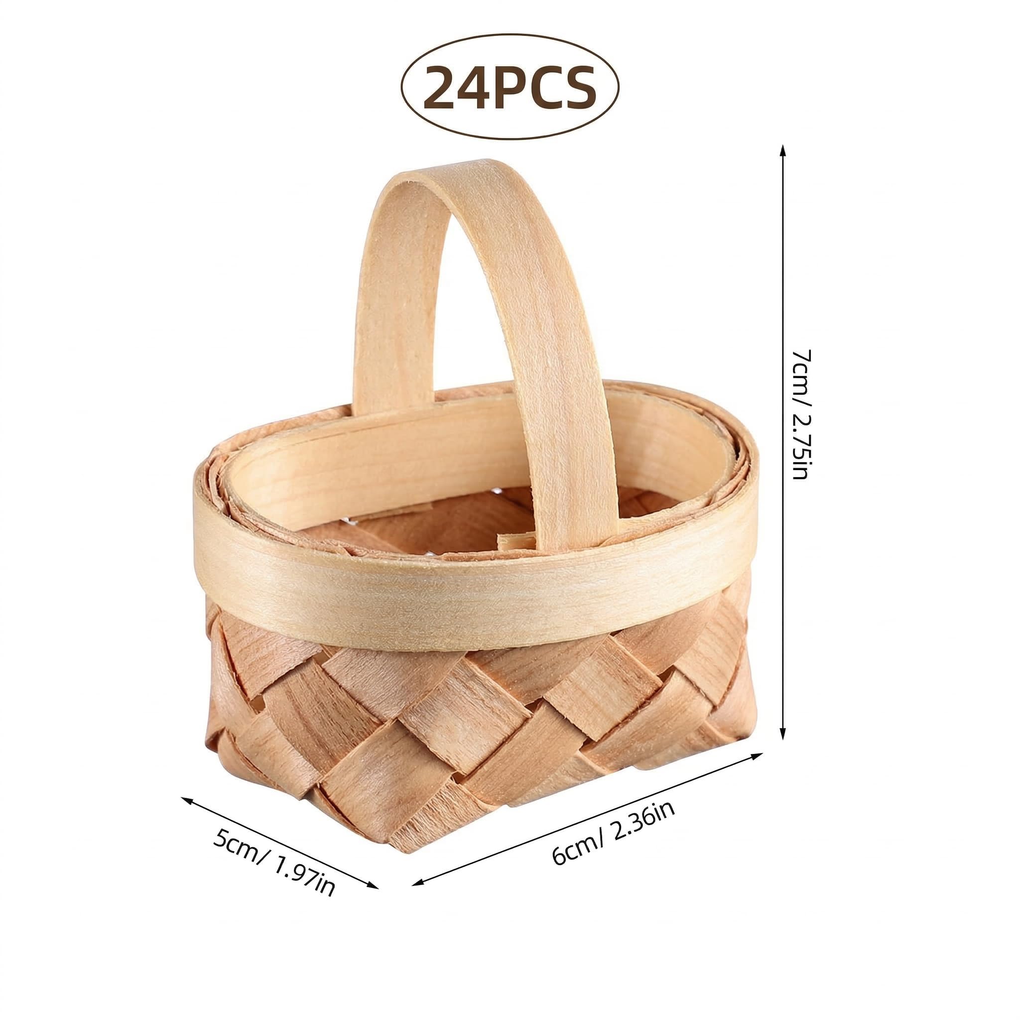 DOITOOL wooden mini basket with handle perfect for crafts and decor