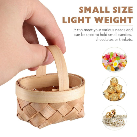 DOITOOL tiny woven basket with handle suitable for party favors