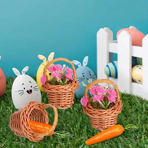 DOITOOL miniature Easter rattan basket adds natural charm to crafts.