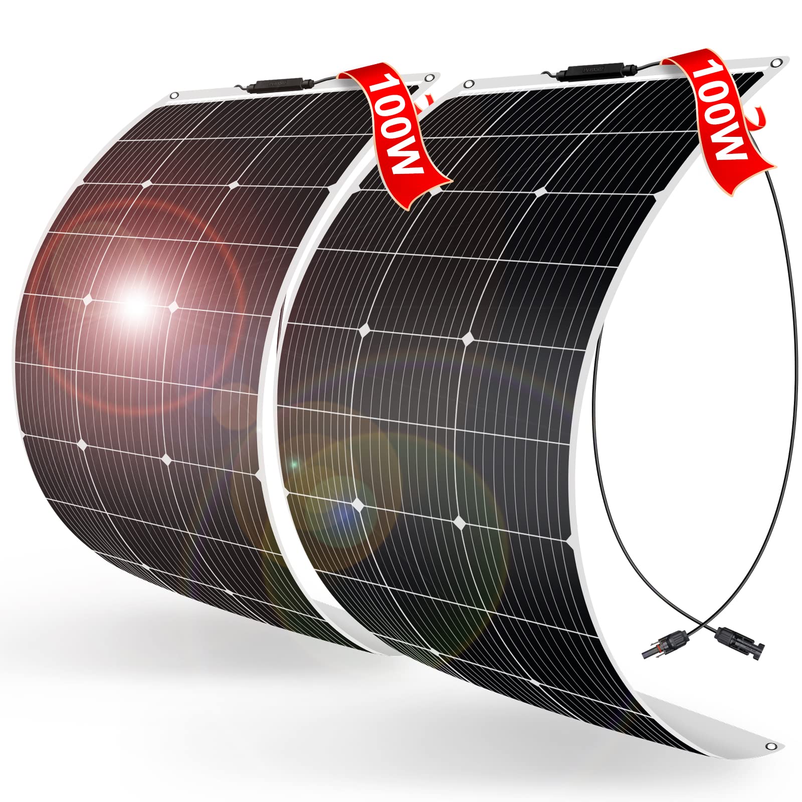 DOKIO 200W two panels in series offer higher voltage for RV charging.