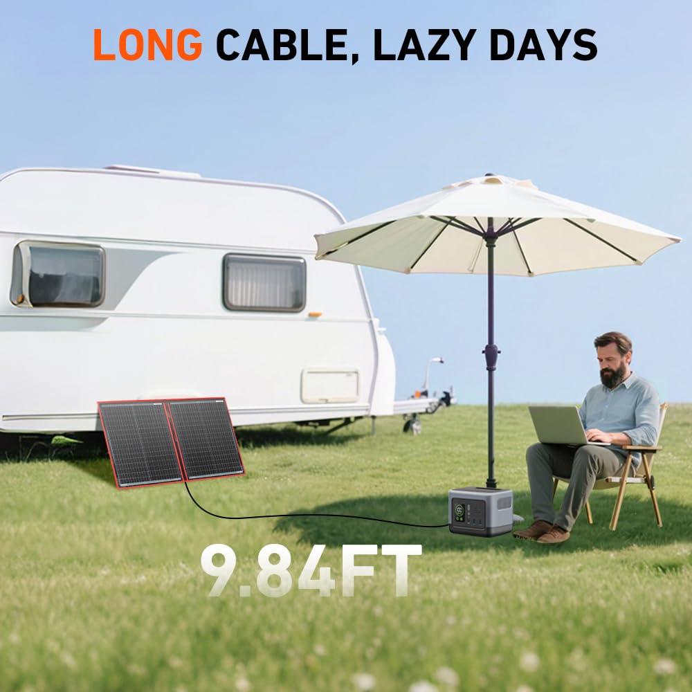 DOKIO compact folded solar kit ready for storage in an RV