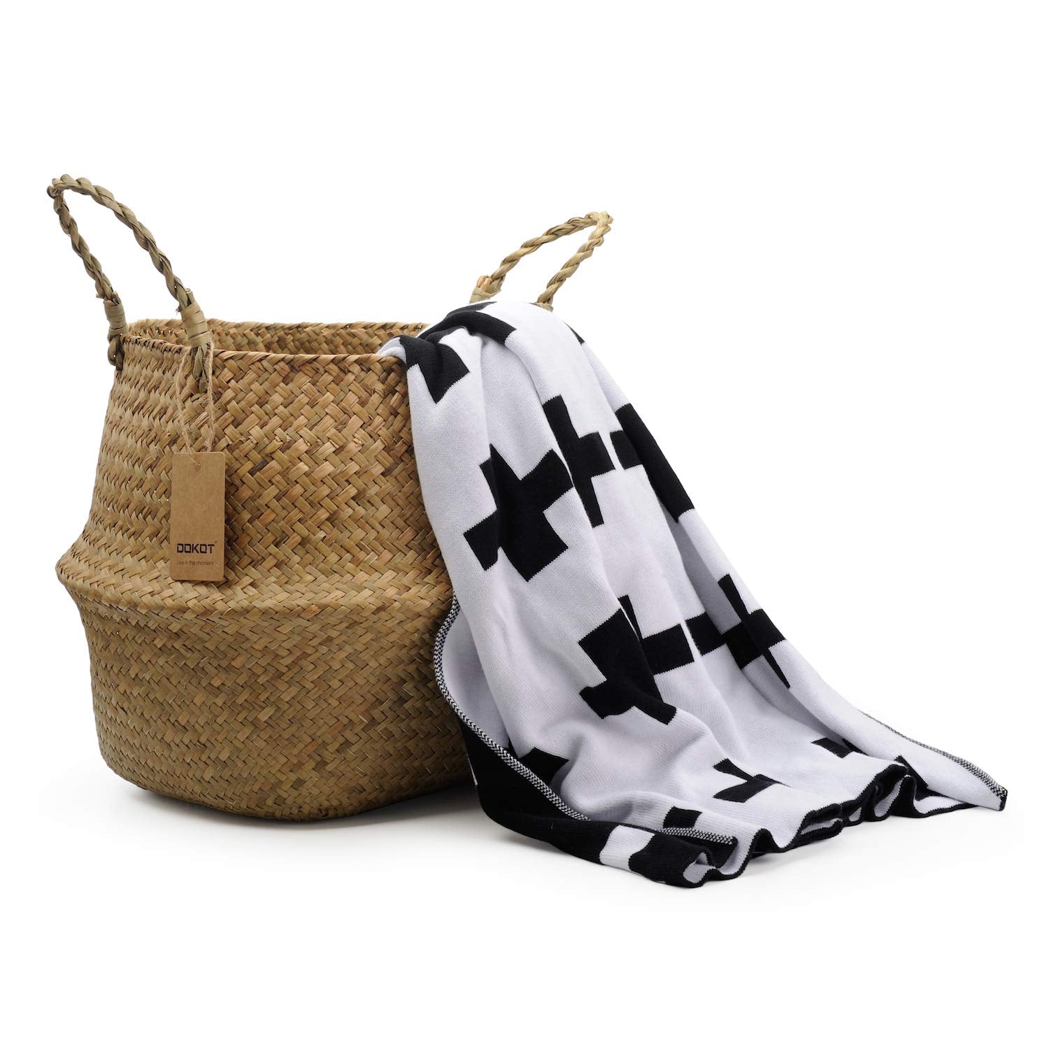 DOKOT seagrass basket folded into bowl shape for versatile storage