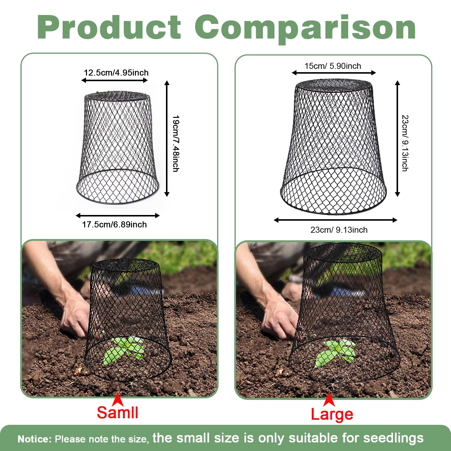 Doksving chicken-wire garden cloche shielding crops from pests.