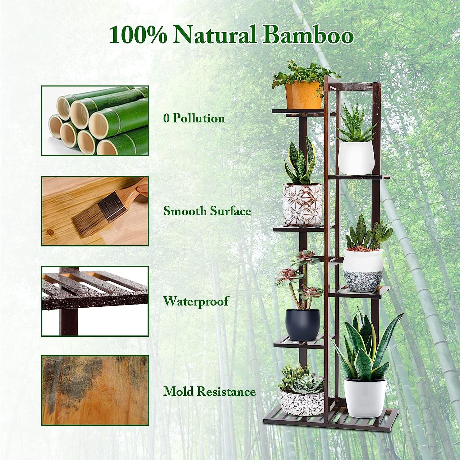 DolceLuna adjustable shelves allow different plant heights.