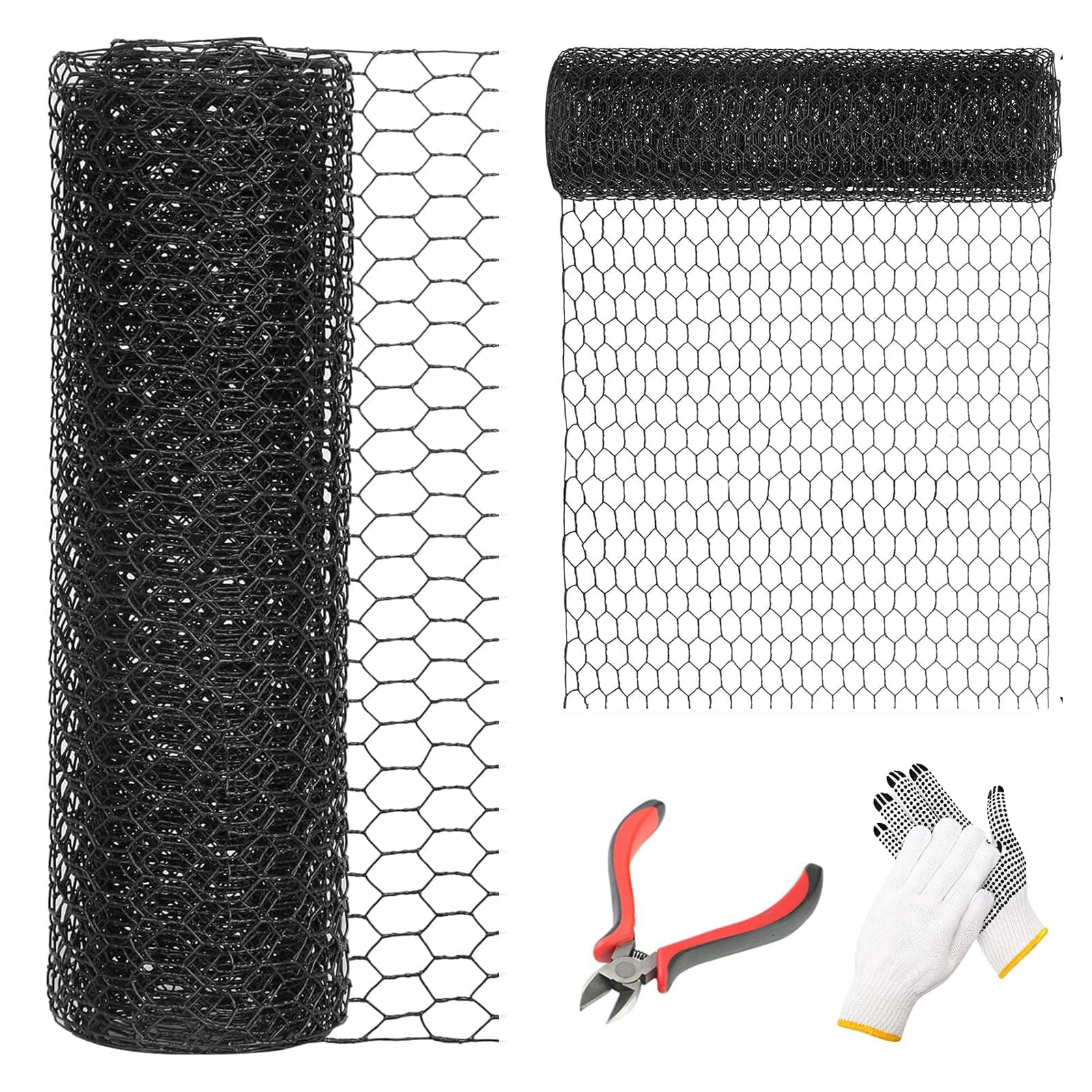 DOLEMODUO 48x50 black chicken wire fencing for versatile garden applications.