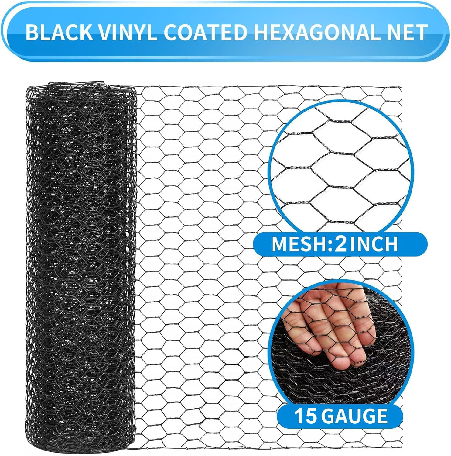 DOLEMODUO black vinyl-coated mesh delivers weather resistance and durable outdoor fencing.
