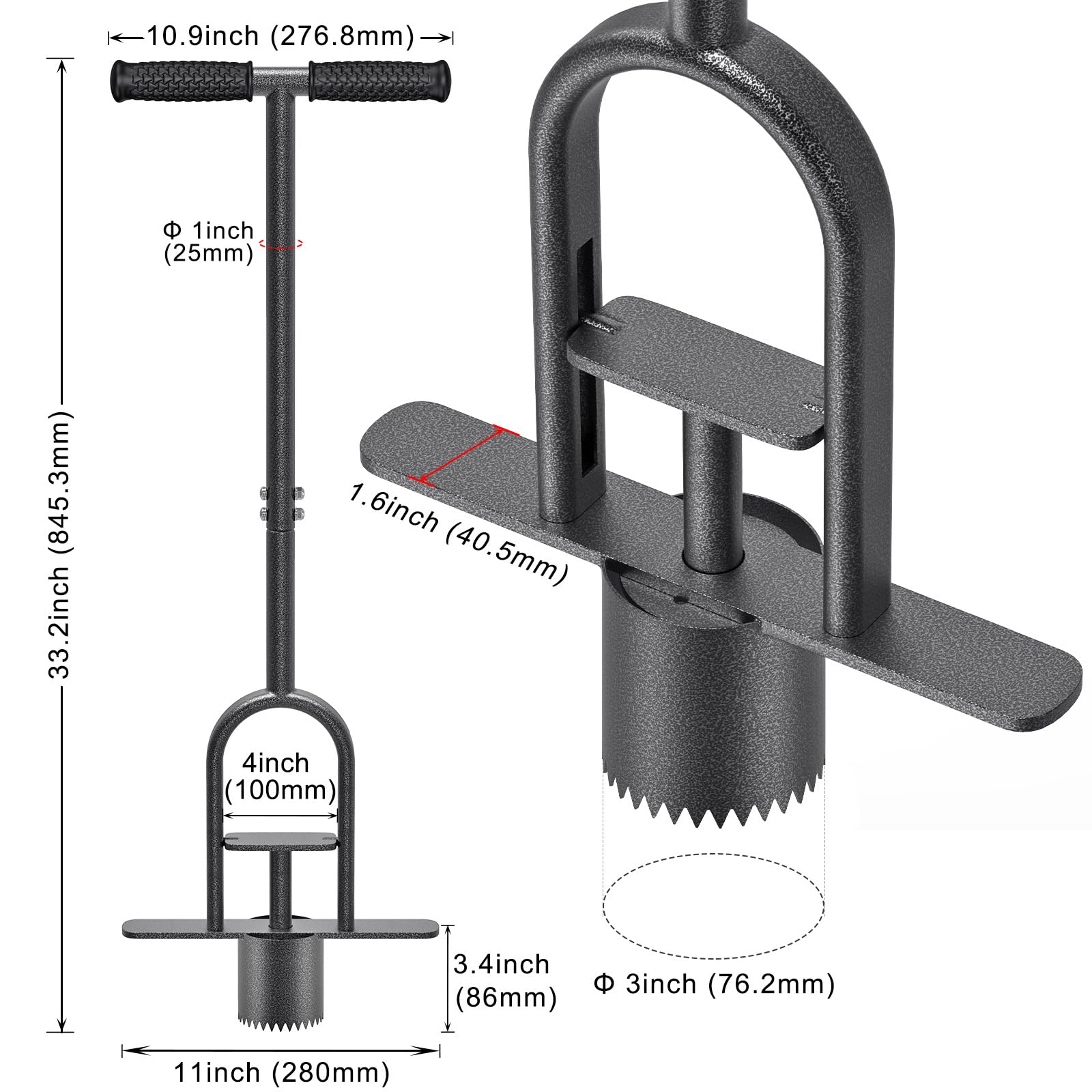 Dolibest black powder-coated finish resists wear during rugged yard tasks.