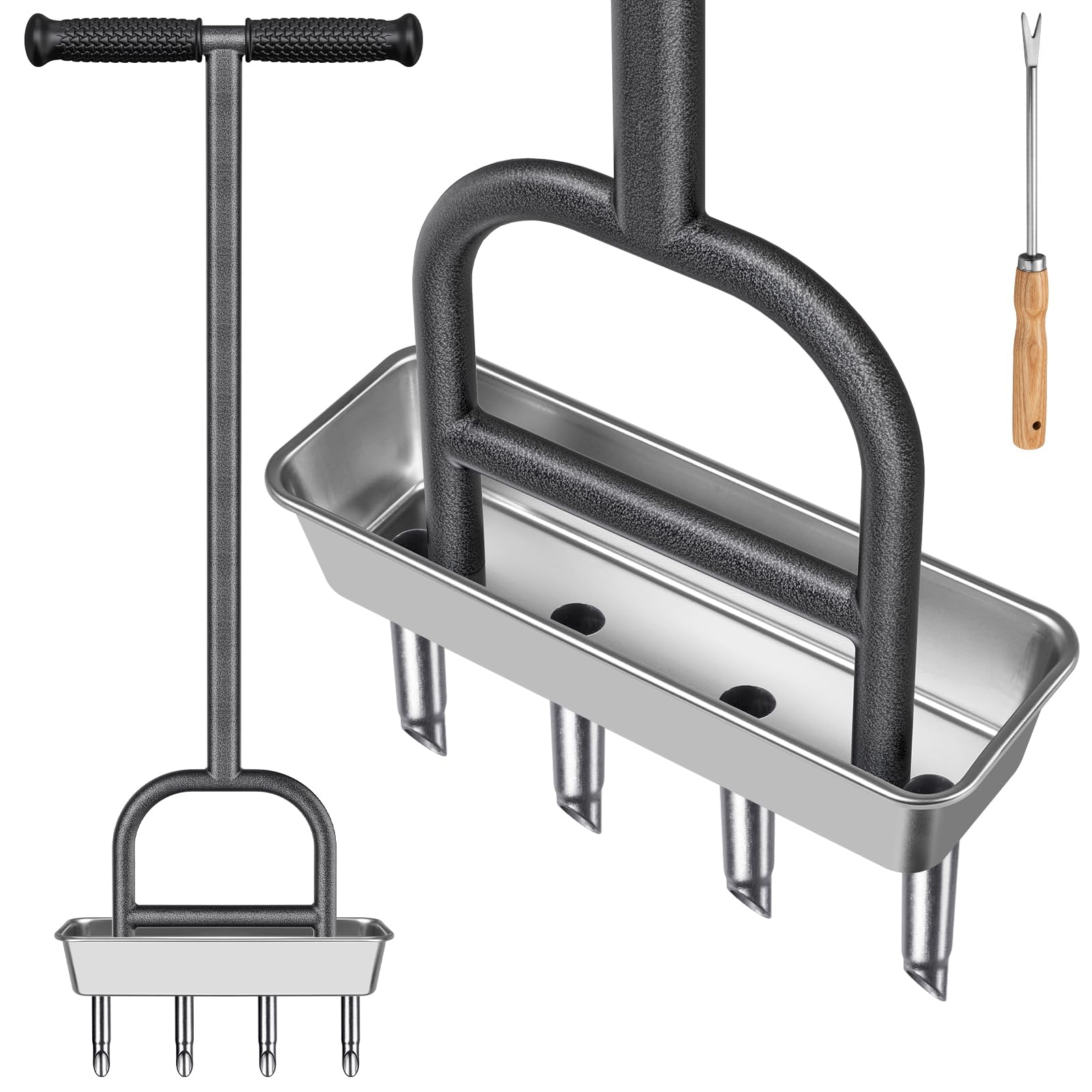 Dolibest lawn coring aerator base assembly shows quick setup and durable stainless construction.