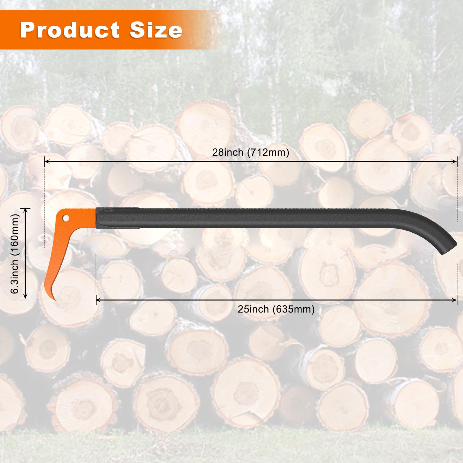 Dolibest sharp log tip digs in for firm, slip-free pickup.