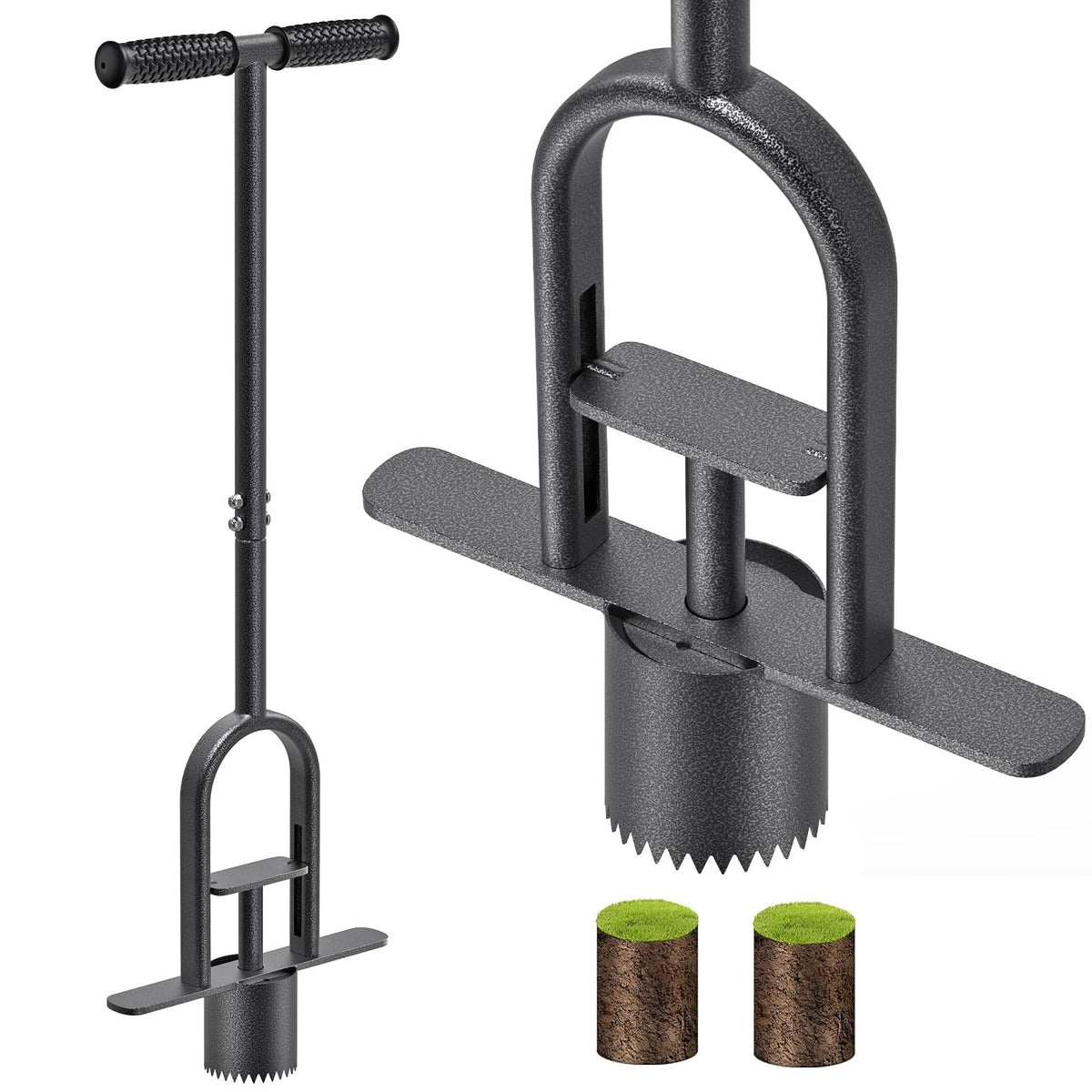 Dolibest sod plugger tool with dual pedals for efficient turf work.