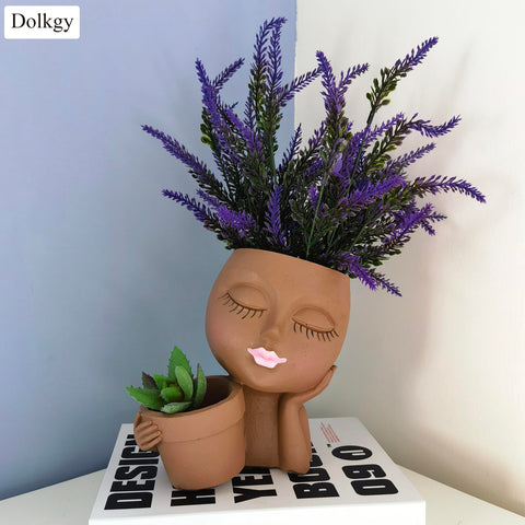 Dolkgy Face Pot Water Drainage Hole—prevents overwatering while decorating windowsill.