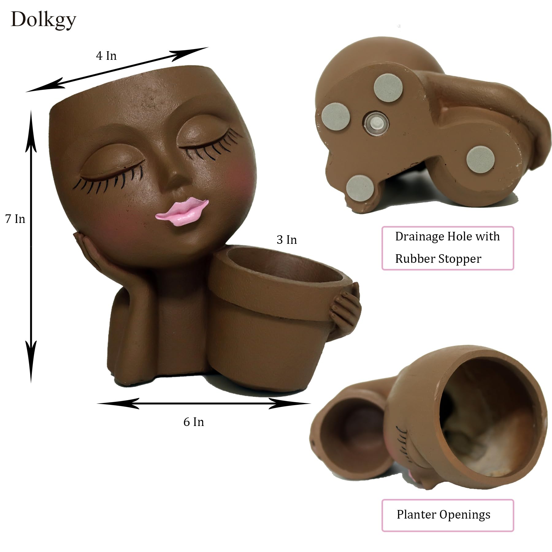 Dolkgy Head Vase Indoor Desktop Decor—eye-catching home art for plants.